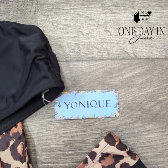 Yonique Crop Boyshort 3 Piece Bikini Swimsuit Size S - Picture 2 of 4